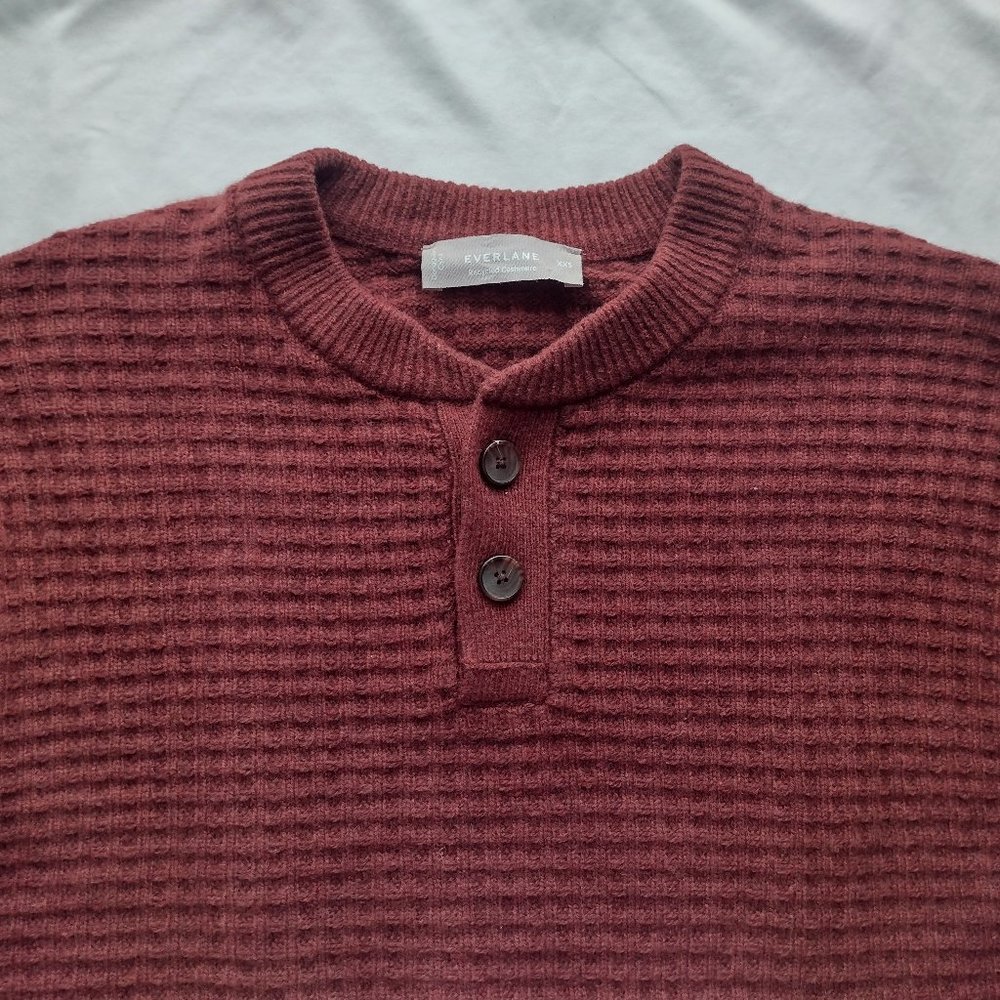 Everlane Belgian-Waffle Henley Sweater - 100% Cashmere Women's XXS